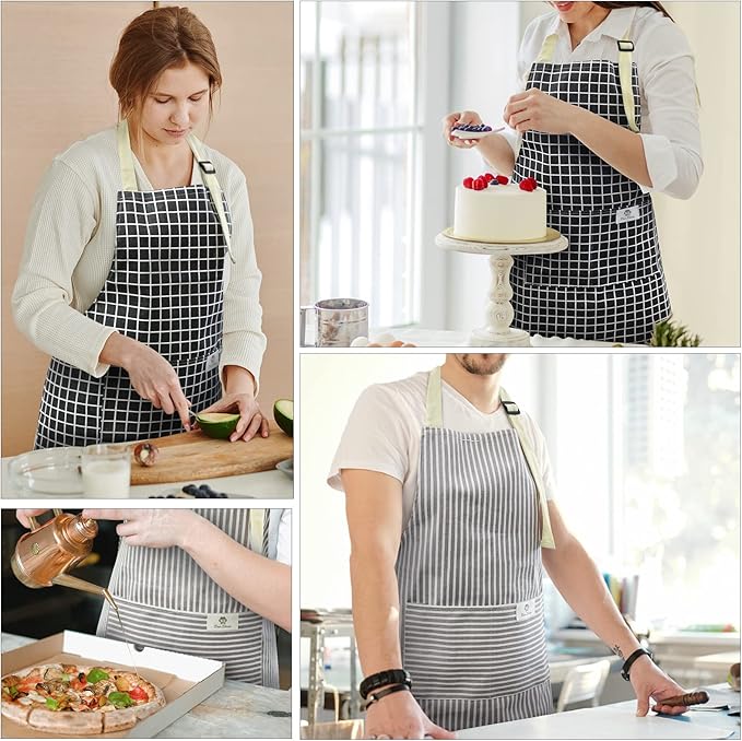 NLUS 2 Pack Kitchen Cooking Aprons, Adjustable Bib Waterproof Chef Apron - Image 7