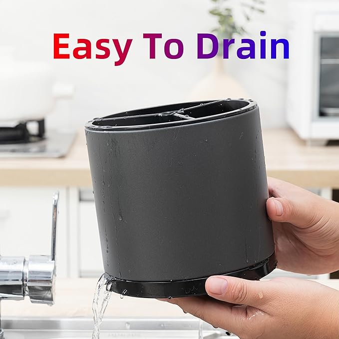 LIBODOUR Silverware Organizer Kitchen Utensil Holder 360°Rotating - Image 6
