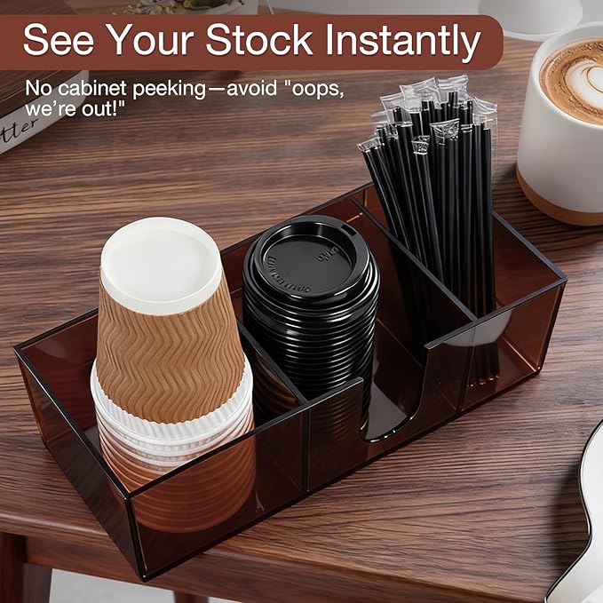 Acrylic Coffee Cup Holder for Countertop, 3 Slots Acrylic Coffee Bar - Image 4