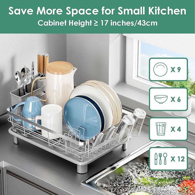 MOUKABAL Dish Drying Rack, Dish Rack, Stainless Steel Dish Racks - Image 4
