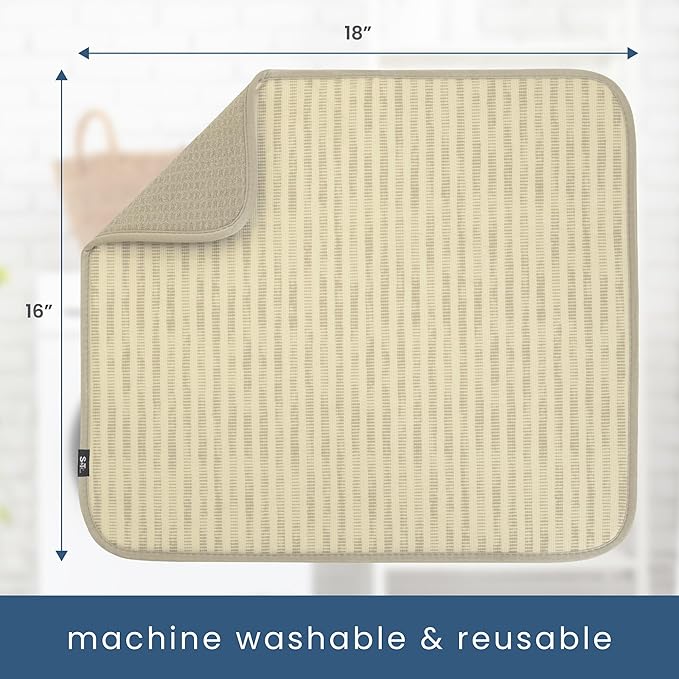 S&T INC. Dish Drying Mat, 16” x 18”, Absorbent Microfiber Kitchen Counter Mat - Image 6