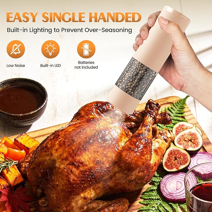 Electric Salt and Pepper Grinder Set Automatic Battery Pepper Mill Shakers - Image 3
