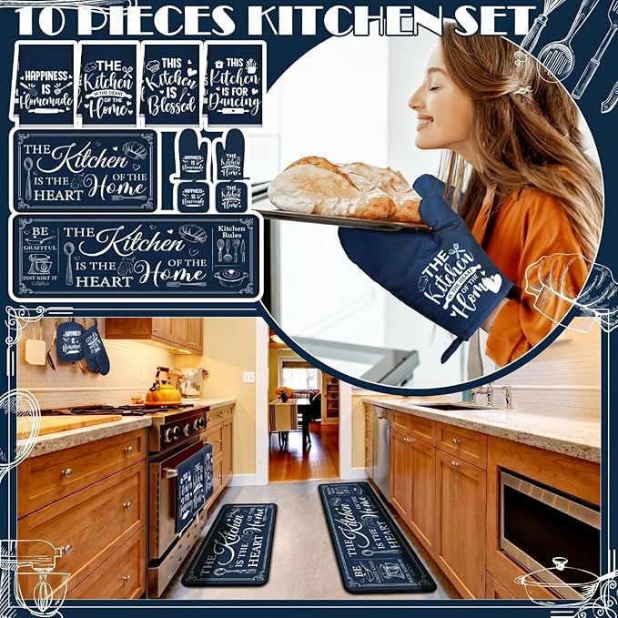 Fourluoo 10 Pcs Farmhouse Kitchen Decor and Accessories Set 4 Kitchen Towels 2 - Image 2