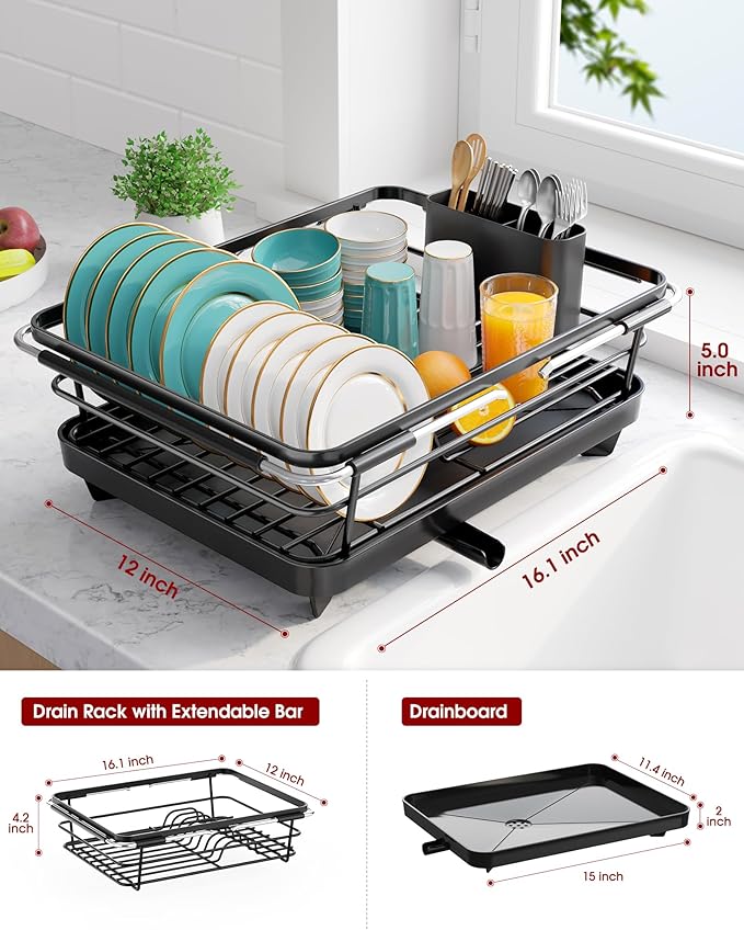 Sakugi Extendable Dish Drying Rack Over Sink - Image 4