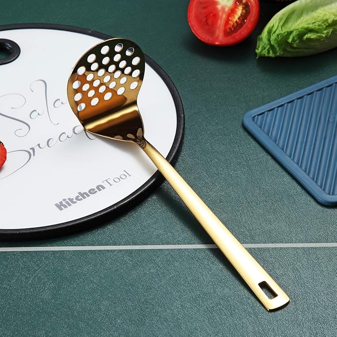 Gold Potato Masher, Berglander Heavy Duty Metal Potato Ricer Stainless Steel - Image 3