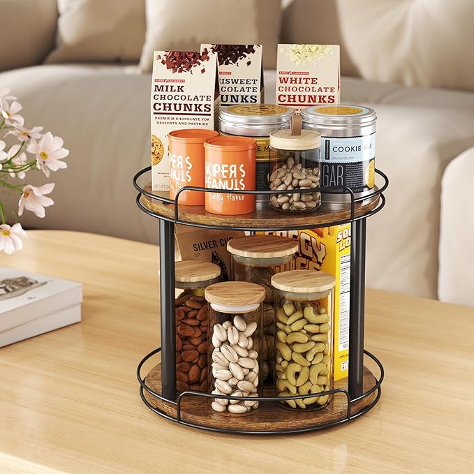 LAMU 12'' Wood Lazy Susan Turntable Organizer - Image 7
