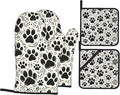 Black White Paw Oven Mitts & Potholder Set of 4 by Unknown