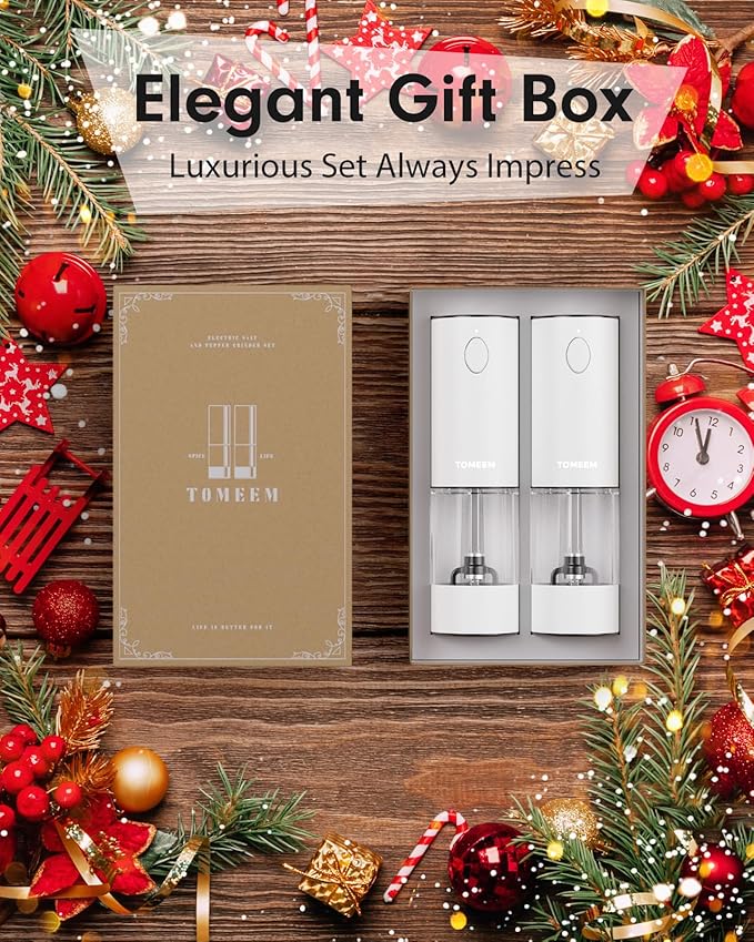 TOMEEM Upgraded Larger Capacity Electric Salt and Pepper Grinder Set - Image 9