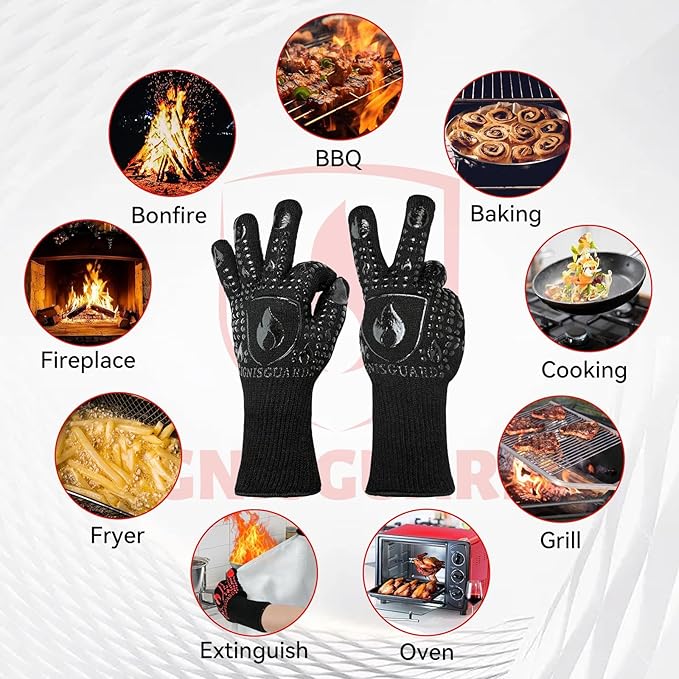 BBQ & Grill Gloves, Oven Gloves, 1472°F Silicone Oven Mitts Heat Resistant - Image 7