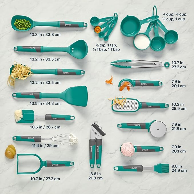 Pyrex 22-Piece Silicone Kitchen Cooking Utensils Set, Non-Stick Silicone - Image 2