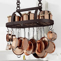 KES 34 Inch Oiled Bronze Hanging Pot Rack, Heavy Duty Oval Pot and Pan Hanging by KES