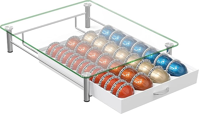 DecoBrothers Crystal Tempered Glass Vertuo Pod Holder Drawer, 28 Large or 56 - Image 8