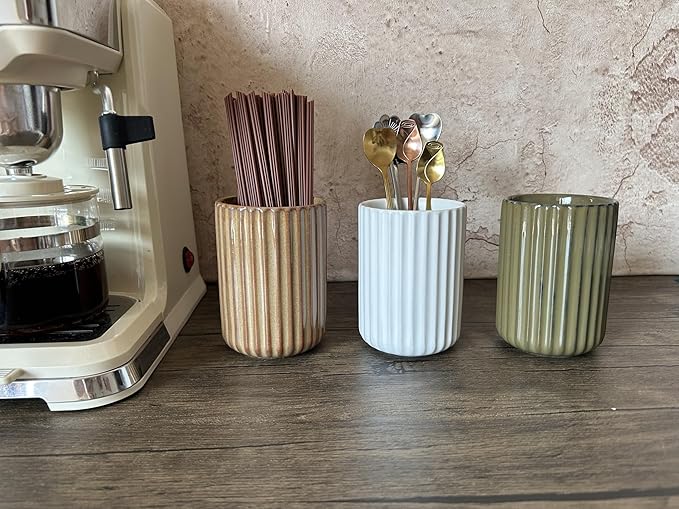 TOPYOKK Stoneware Coffee Bar Utensil Holder Tea & Coffee Spoon & Stirrer Holder - Image 2