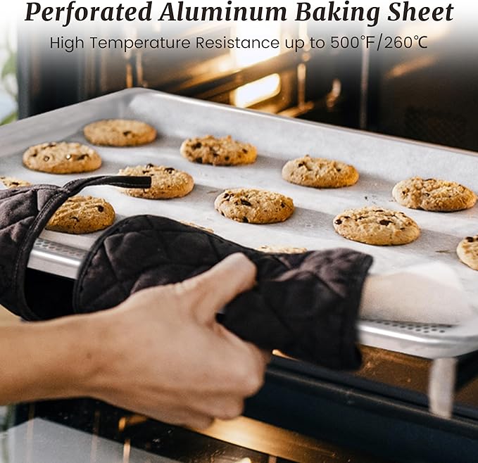 12 Pack Half Size Aluminum Perforated Baking Sheet Pan, Restaurant & Kitchen - Image 7