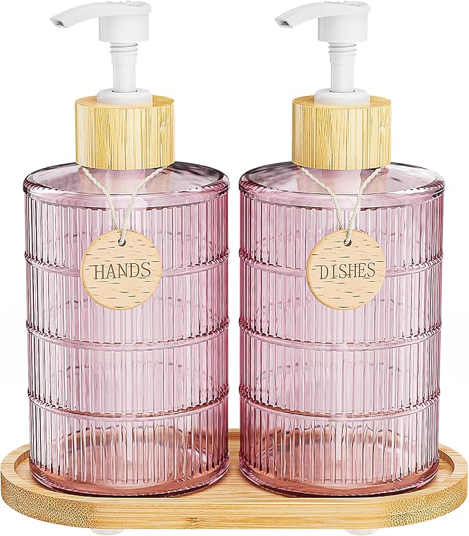 MASADI Soap Dispenser Set with Bamboo Tray, Dish and Hand Soap Lotion Dispenser by masadi