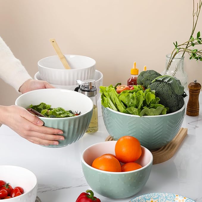 HAPPY KIT Ceramic Mixing Bowls Set, Serving Bowls Set - Image 4