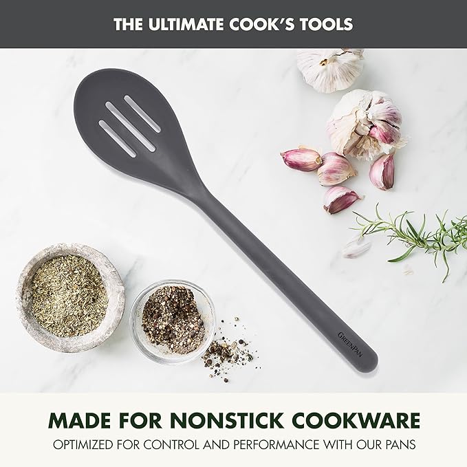 GreenPan Silicone Slotted Spoon, Cooking Kitchen Utensil, Mixing Stirring - Image 2