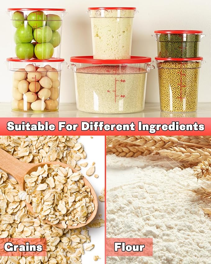 2QT NSF Food Storage Containers: 8 PCS Commercial Clear Round Food Storage - Image 2