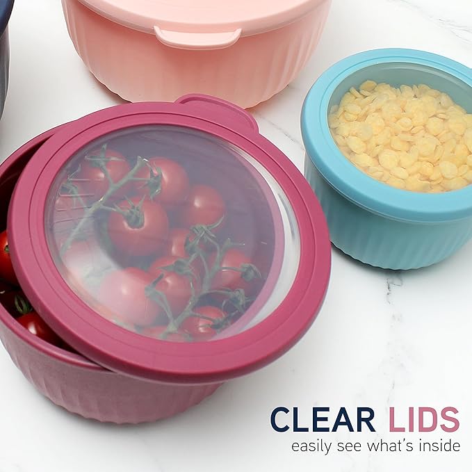 COOK WITH COLOR Prep Bowls with Lids- Wide and Deep Nesting Plastic Small - Image 2