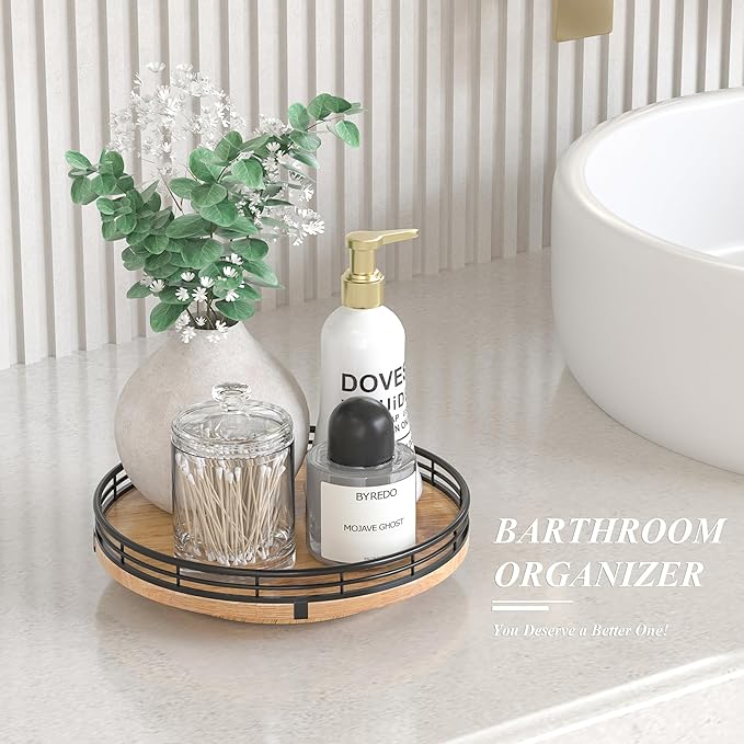 9" Oak Wood Lazy Susan Turntable Organizer - Image 5