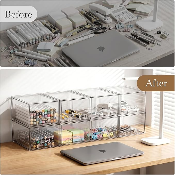 8 Pack Small Clear Stackable Acrylic Storage Boxes Storage Drawers, Storage - Image 7