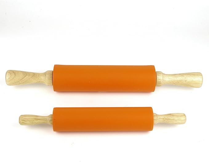 Silicone Rolling Pin for Baking Non-stick Rolling Pin Dough Roller Wooden - Image 5