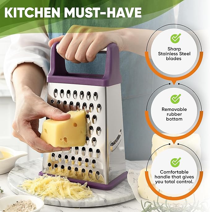 Spring Chef Purple Professional Stainless Steel XL Parmesan Cheese Grater - Image 3