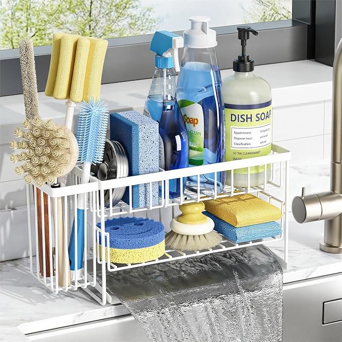 Cisily White 2-Tier Kitchen Sink Caddy Organzier Rack by CISILYHOMELIFE