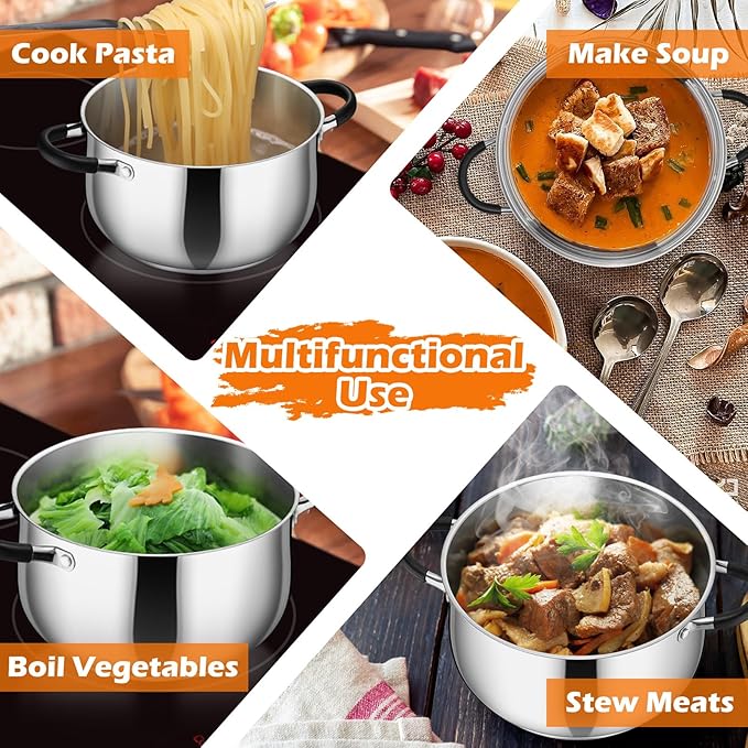 P&P CHEF Stainless Steel Stock Pot, 4 Qt Cooking Soup Pot - Image 5