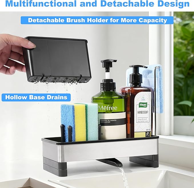 Kitchen Sink Caddy Organizer, Stainless Steel Sponge Holder, Kitchen Caddy Sink - Image 5