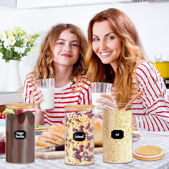 BGraceyy Glass Storage Jars 45 oz 4 Pcs Clear Glass Food Storage Containers - Image 6