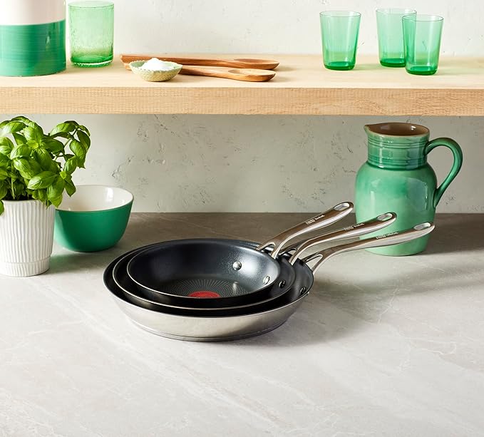 T-Fal x Jamie Oliver Nonstick Coated Stainless Steel Pans 9.5" & 11", Induction - Image 9