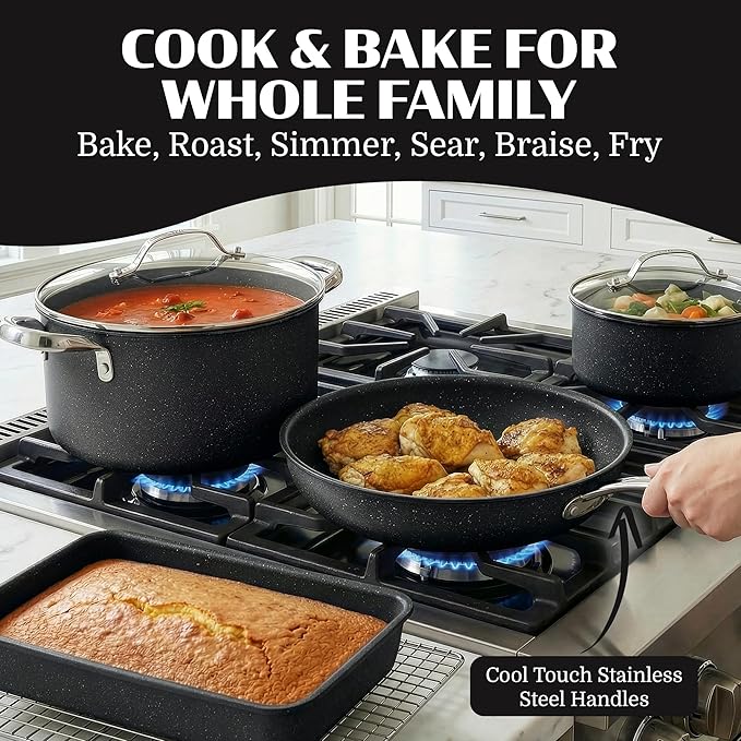Granitestone Ceraluxe 20 Pc Ceramic Cookware Set Nonstick, Complete Pots and - Image 7
