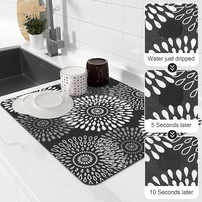 LuxStep Dish Drying Mat Super Absorbent Kitchen Counter Mat Rubber Backing - Image 4