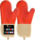 Silicone Oven Mitts-13.6 in Extended Oven Mitts Heat Resistant 500F, Oven Gloves by Tayfeim