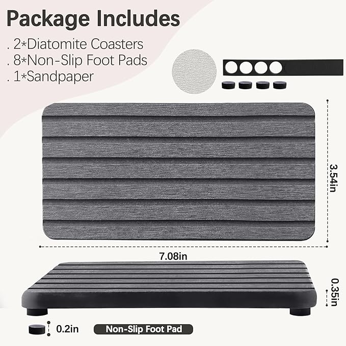 NiuYichee 2 PCS Water Absorbent diatomite Coasters, 7.1" x 3.5" Water Absorbing - Image 5