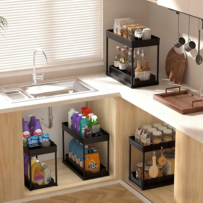 Under Sink Organizers 2 Pack, Pull-Out Sliding Cabinet Organizer - Image 8