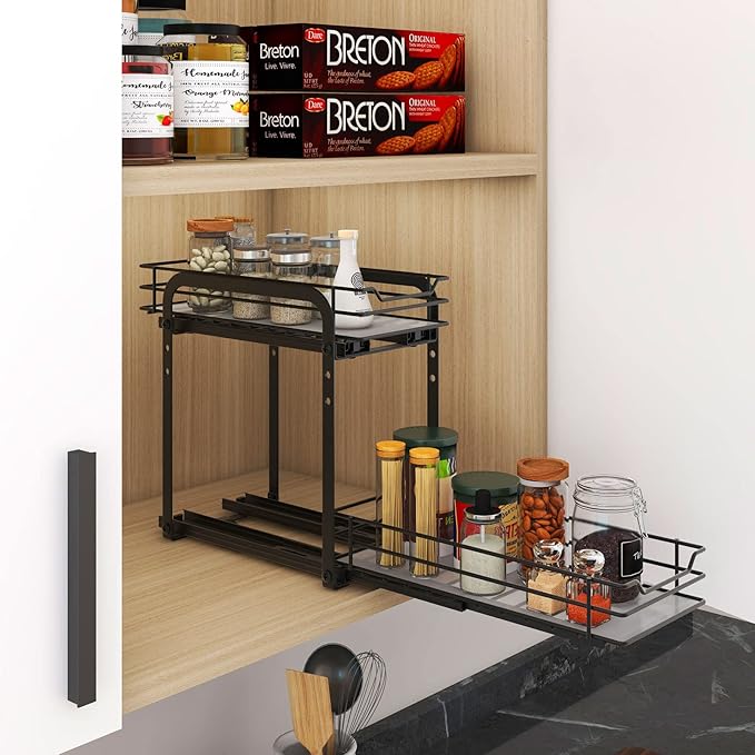 BOIVSHI Spice Rack Organizer for Cabinet, 2 Tier Pull Out Spice Organizer for - Image 8