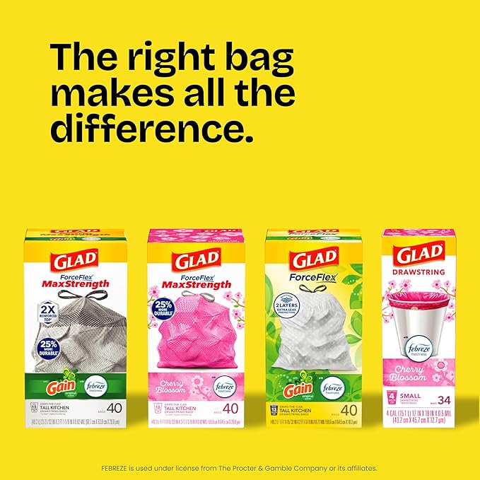 Glad ForceFlex Tall Kitchen Drawstring Trash Bags, 13 Gal, Fragrance Free - Image 11
