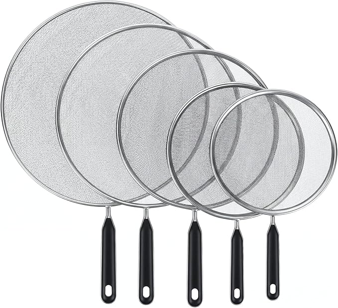 Gisafai 5 Pcs Splatter Screen for Frying Pan 13'' 11.5'' 10'' 8.3'' 7.5'' Metal by Gisafai