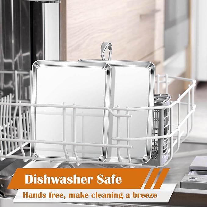 E-far Small Baking Sheet Set of 2, 10.5”x8.3” Stainless Steel Cookie Sheets Pans - Image 6