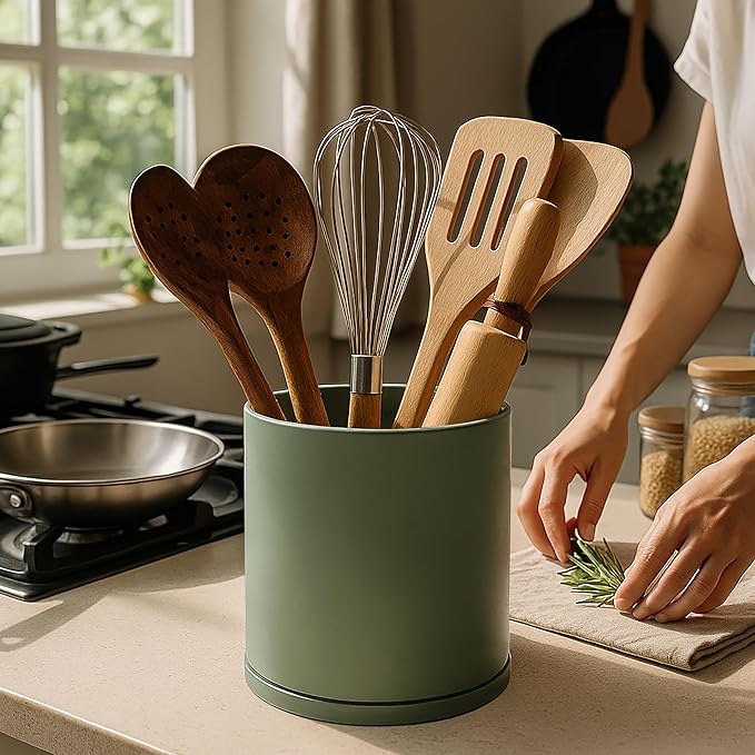 D'vine Dev 360° Rotating Utensil Holder Set – 7.2"+5" Kitchen Utensil Crocks - Image 2