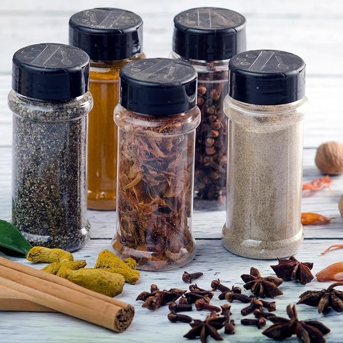 TUZAZO 14 Pcs Spice Bottles Plastic Seasoning Containers, 3 Oz Clear Plastic - Image 4