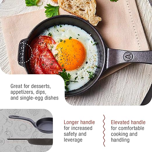 Victoria 4-Inch Cast Iron Skillet, Pre-Seasoned Cast Iron Frying Pan - Image 4