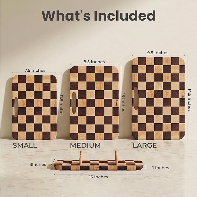 SMIRLY Wooden Cutting Boards for Kitchen, Double-Sided Cutting Board - Image 2