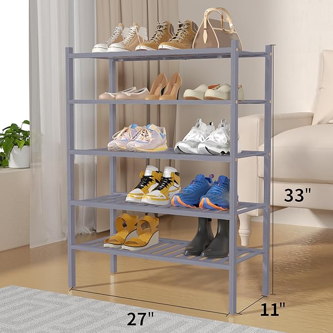ROMGUAR CRAFT 5 Tier Bamboo Shoe Rack - Image 3