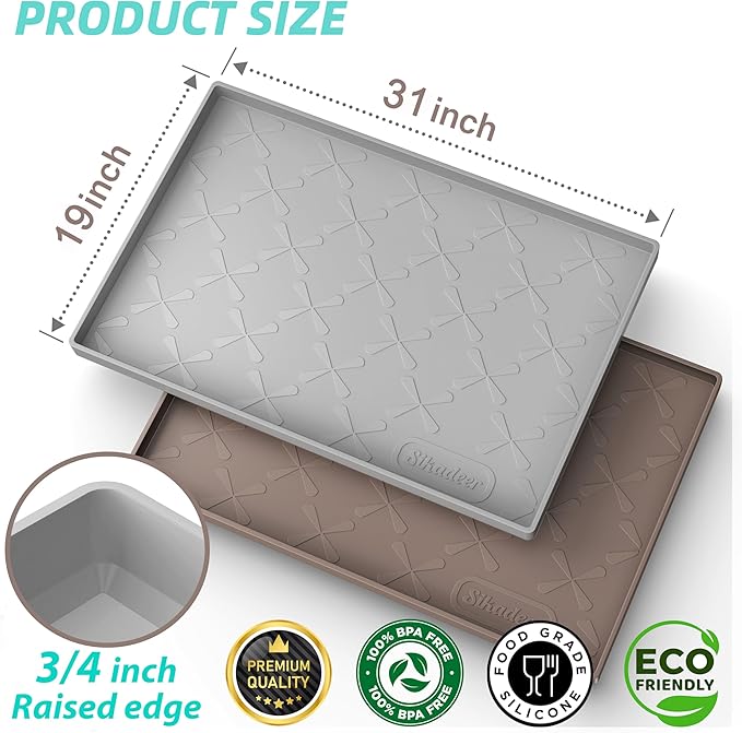 SIKADEER 31" x 19" Under Sink Mat Waterproof, Silicone Mat Kitchen Drawer Shelf - Image 3