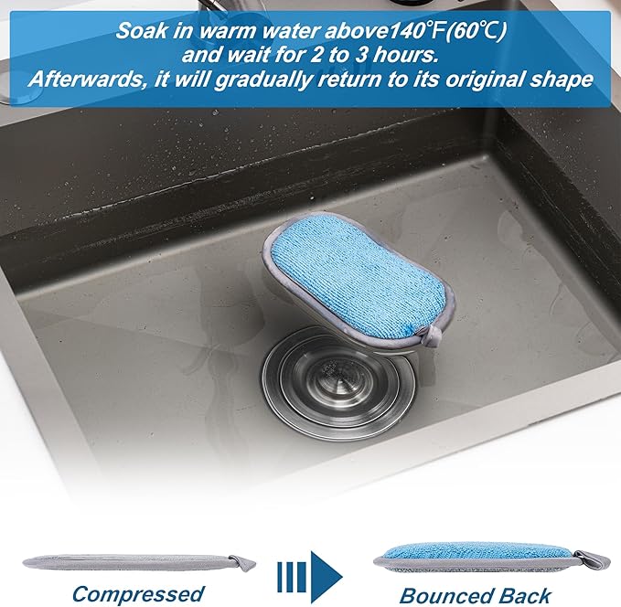 Dual-Sided Multi-Purpose Scrub Sponges, Non-Scratch Dishwashing Sponges - Image 3