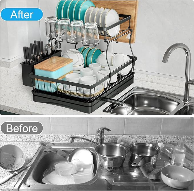 7 code Large Dish Drying Rack for Kitchen Counter, Detachable Large Capacity - Image 6