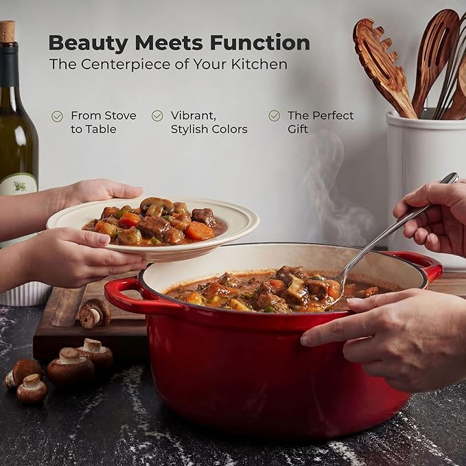 Zulay Kitchen 7.7 Quart Enameled Cast Iron Dutch Oven Pot - Image 7